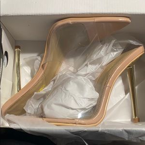Fashion Nova gold heel clear top. Size 9